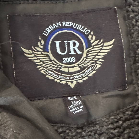 Kids Military Field Jacket with Sherpa Collar - Picture 6 of 13